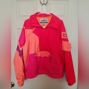 Vintage 80's Obermeyer Gore-Tex Z-Liner men's medium neon half zip ski pullover